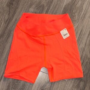 Free People Movement High-Rise Contour Seam Biker Shorts | Neon Coral
